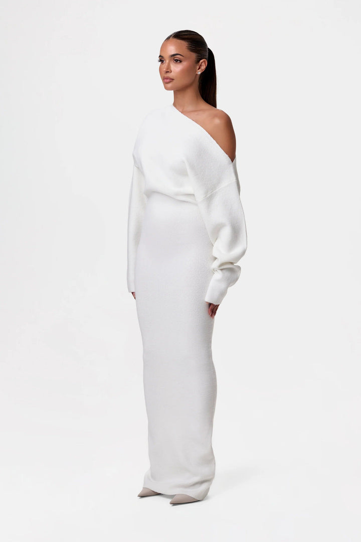 Vanessa | Off-shoulder elegant midi dress for day and evening wear