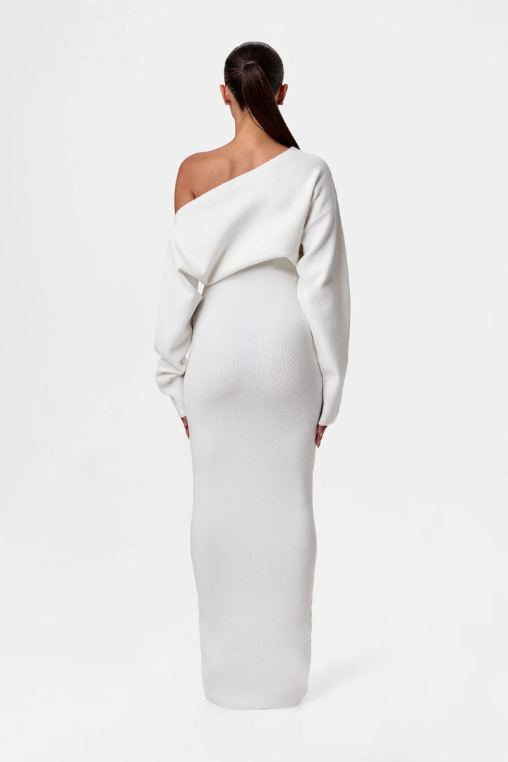 Vanessa | Off-shoulder elegant midi dress for day and evening wear