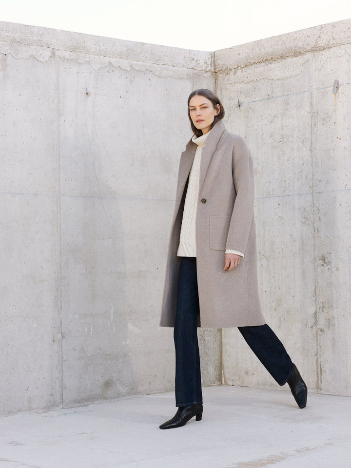 Yasmine | Women’s single button wool blend coat with front patch pockets