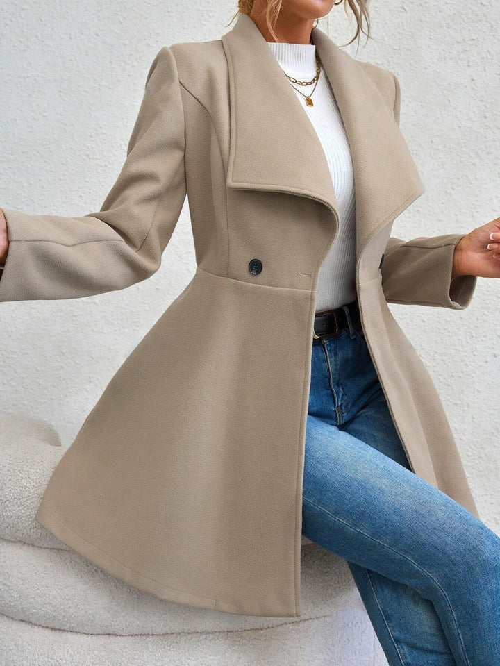 Emma | Women’s long slim-fit coat with notch lapel and button closure