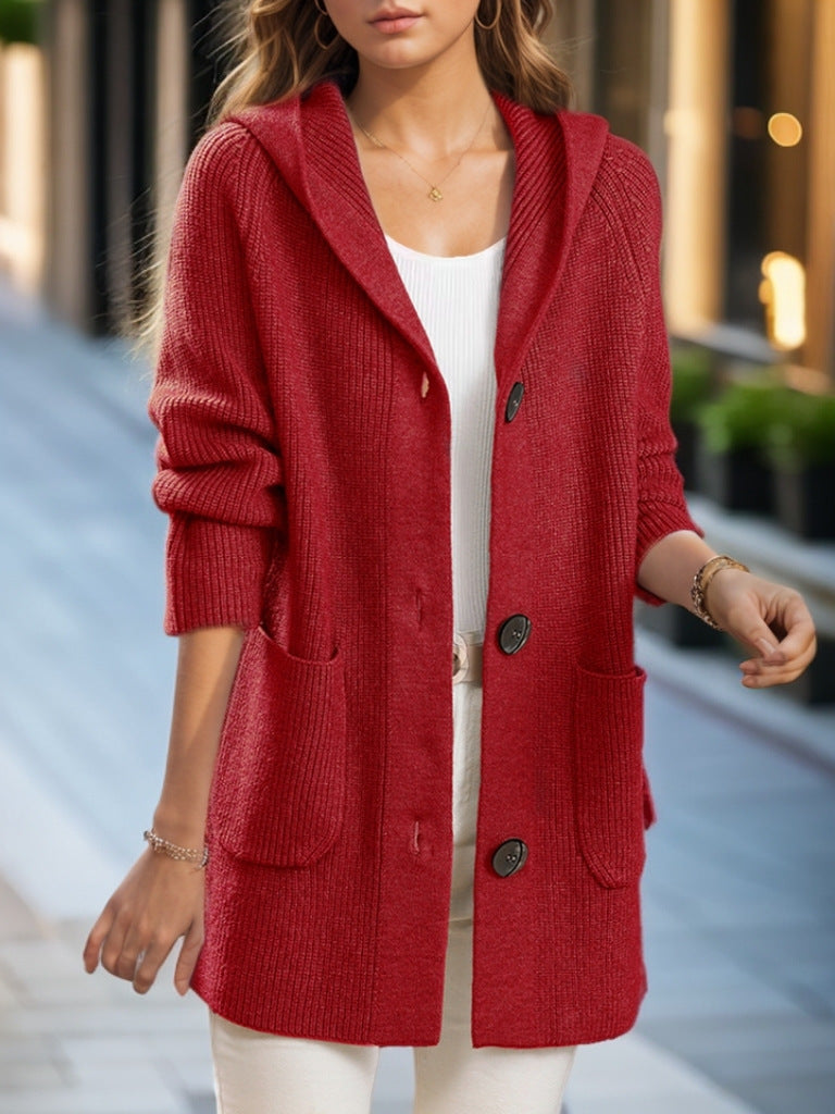 Viah | Women’s hooded mid length knit cardigan