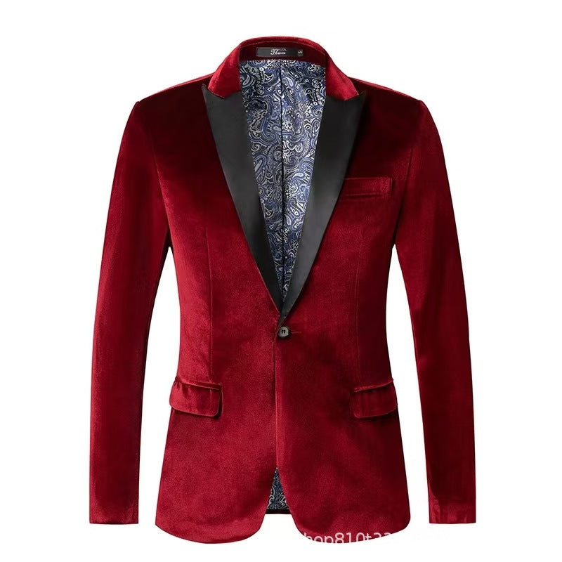 Adrian | Velvet slim-fit suit jacket with satin lapel