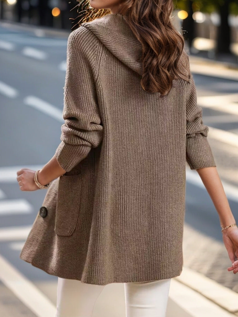 Viah | Women’s hooded mid length knit cardigan