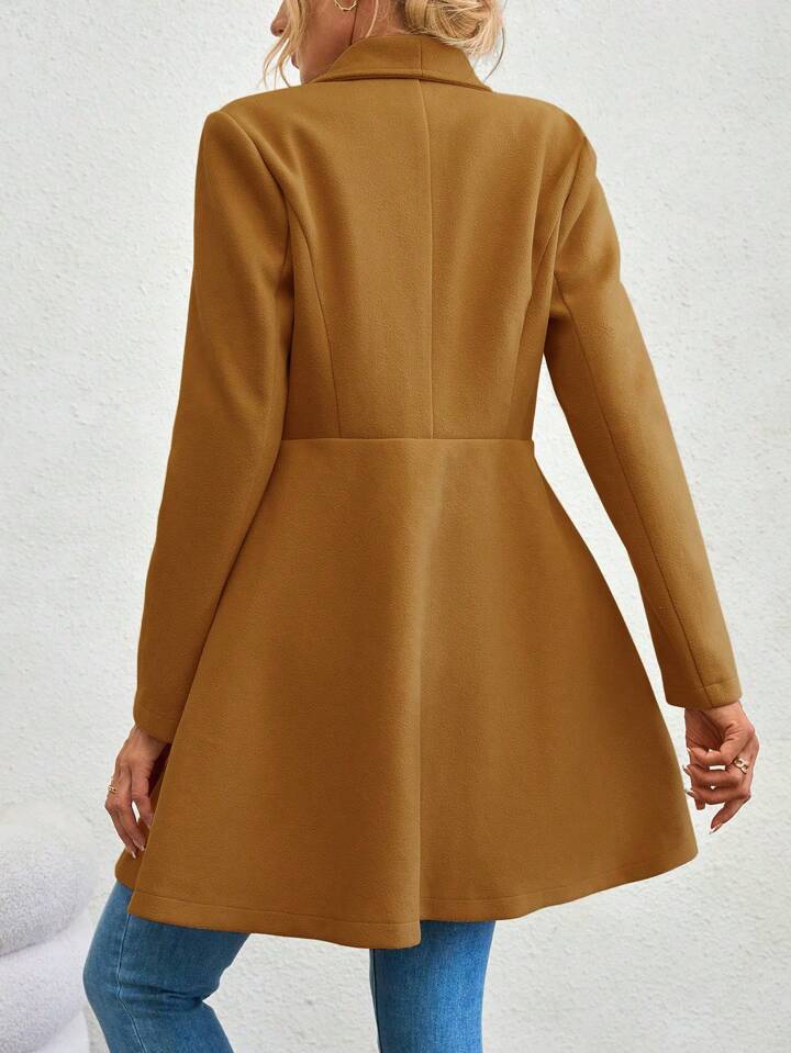 Emma | Women’s long slim-fit coat with notch lapel and button closure