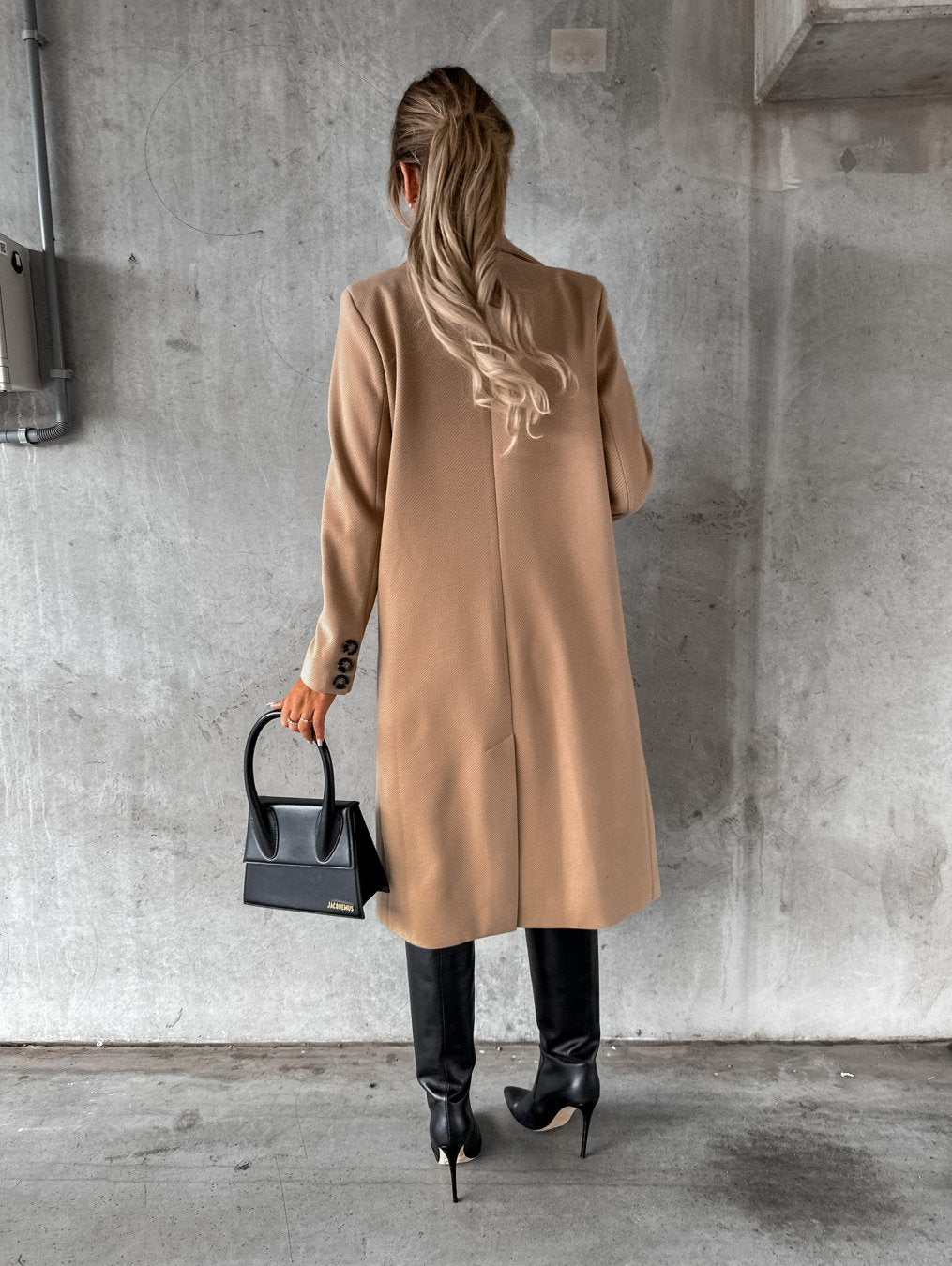 Olivia | Women’s long double-breasted coat with straight fit and blazer collar