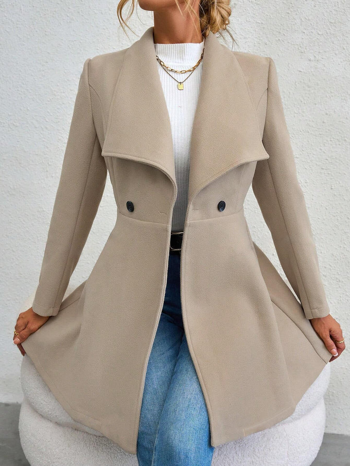 Emma | Women’s long slim-fit coat with notch lapel and button closure