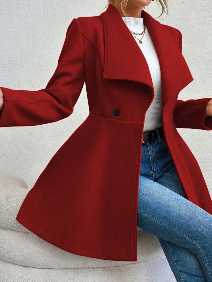 Emma | Women’s long slim-fit coat with notch lapel and button closure