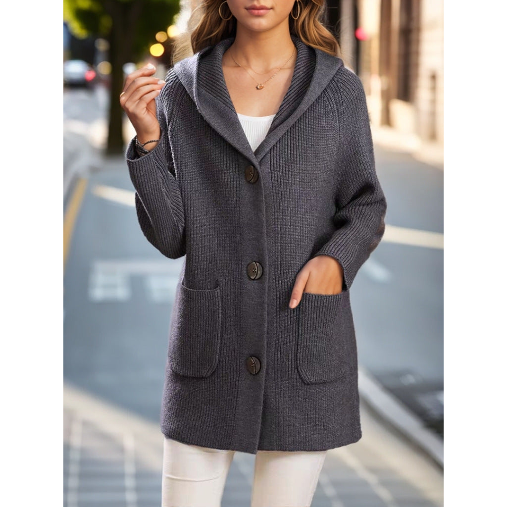 Viah | Women’s hooded mid length knit cardigan