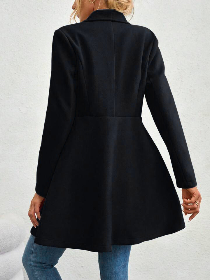 Emma | Women’s long slim-fit coat with notch lapel and button closure