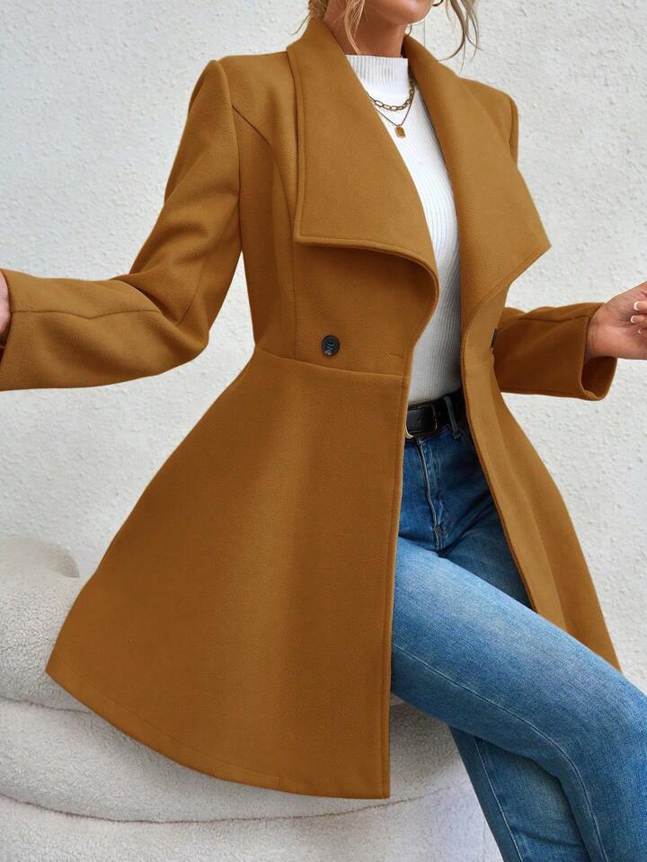 Emma | Women’s long slim-fit coat with notch lapel and button closure