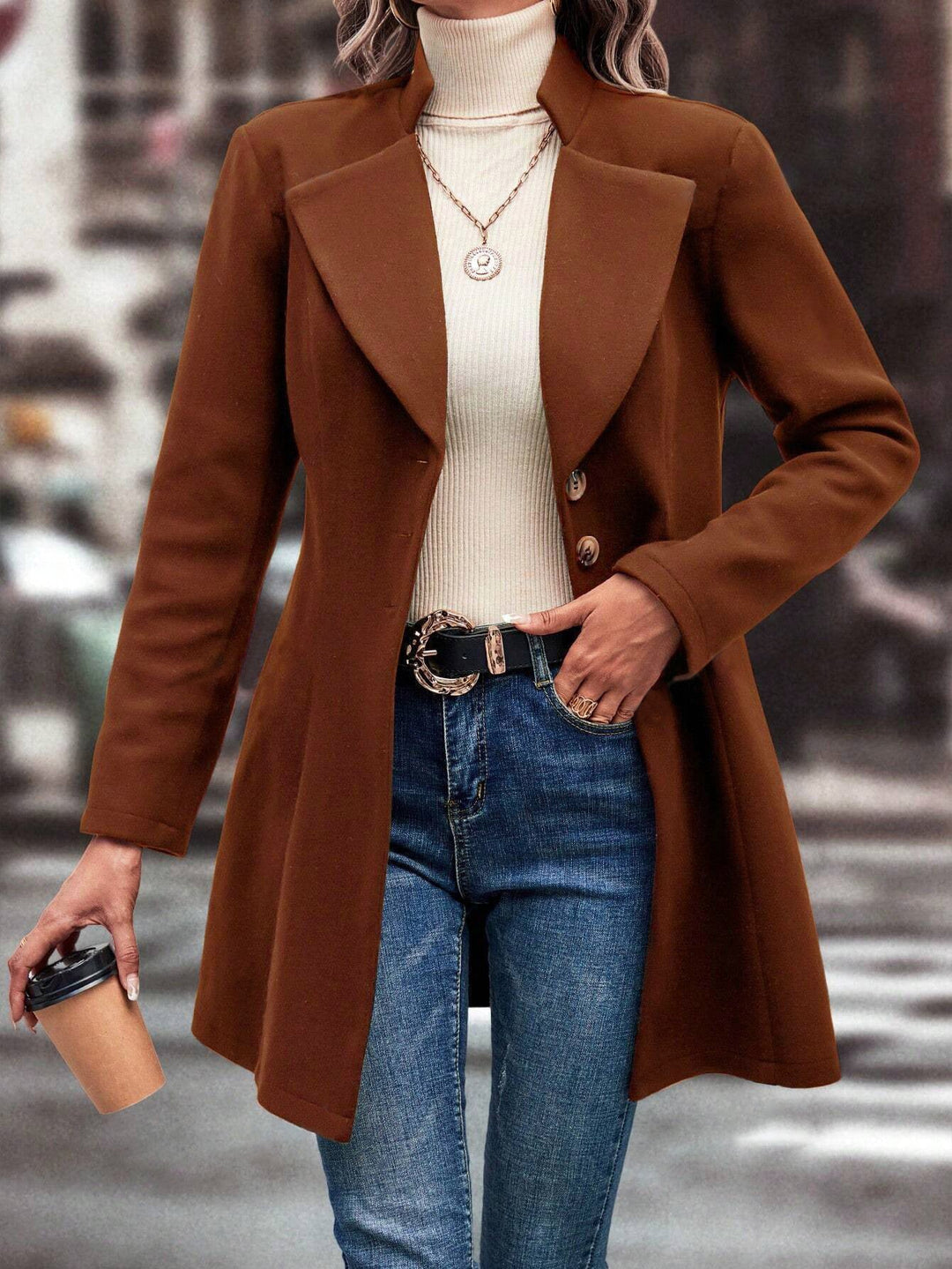 Ava | Women’s slim-fit blazer coat with notch lapel and button closure