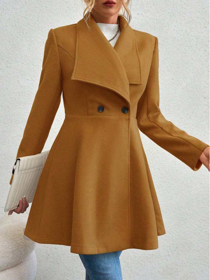 Emma | Women’s long slim-fit coat with notch lapel and button closure