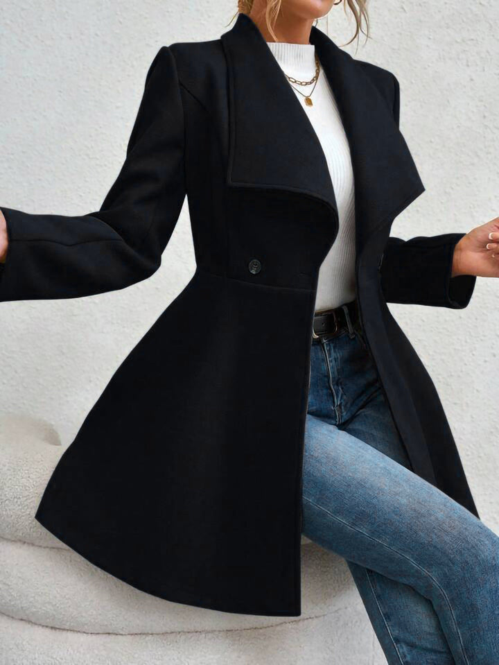 Emma | Women’s long slim-fit coat with notch lapel and button closure