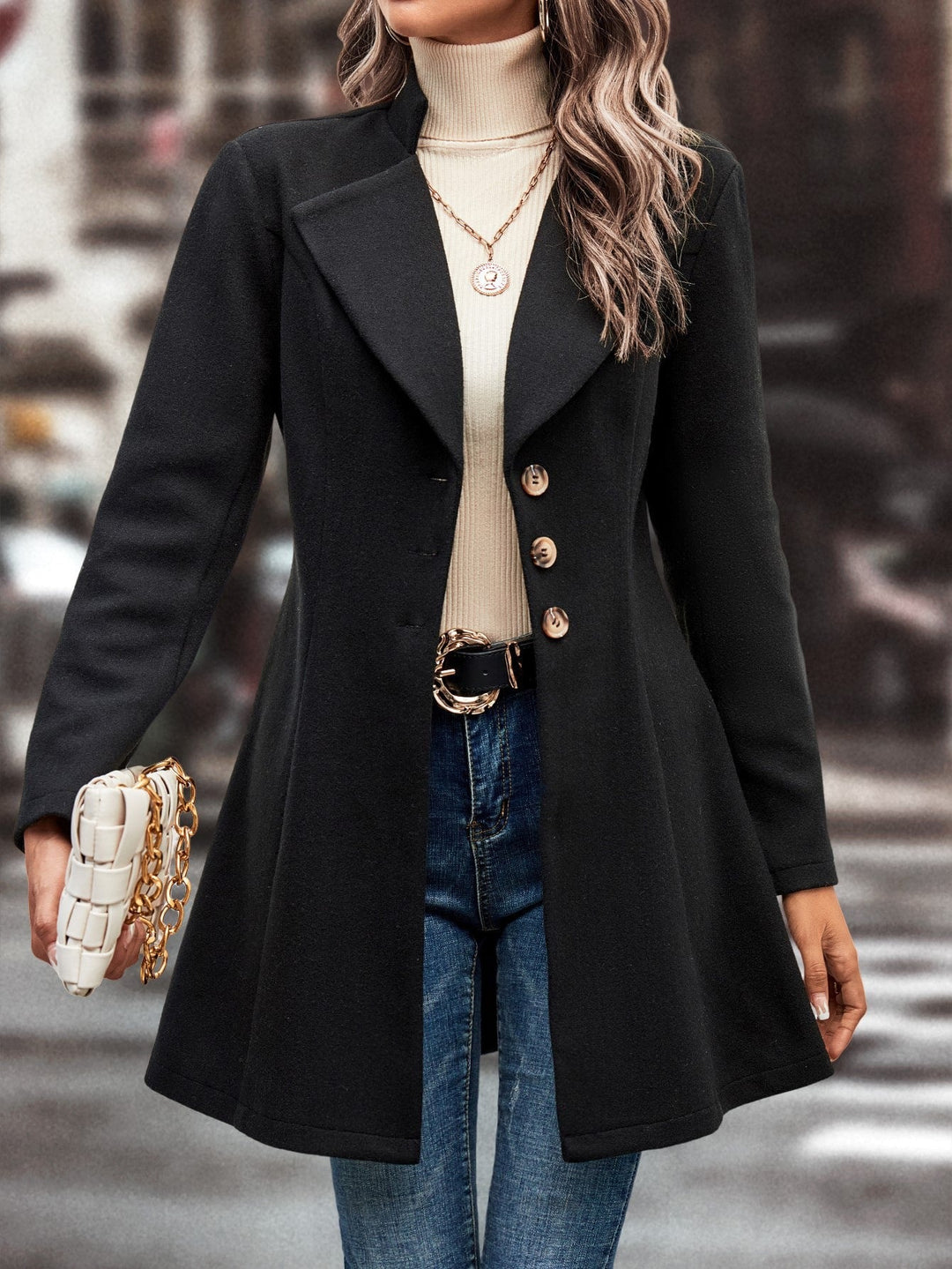 Ava | Women’s slim-fit blazer coat with notch lapel and button closure
