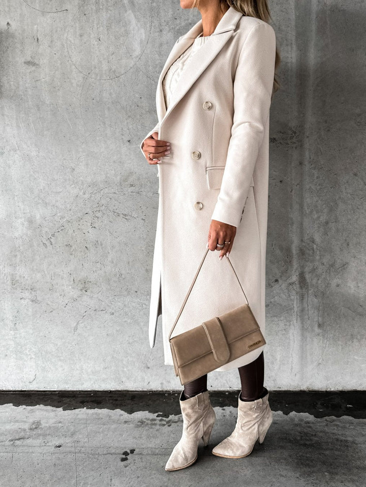 Olivia | Women’s long double-breasted coat with straight fit and blazer collar