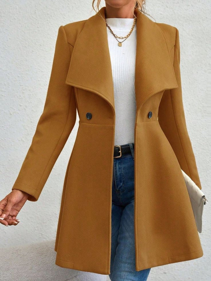 Emma | Women’s long slim-fit coat with notch lapel and button closure