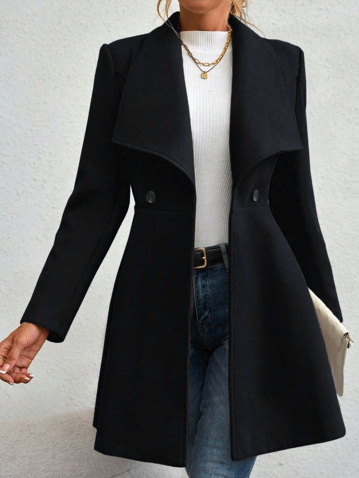 Emma | Women’s long slim-fit coat with notch lapel and button closure