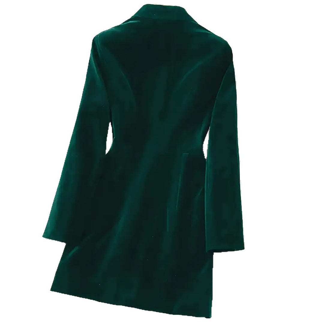 Averie | Elegant double-breasted velvet long sleeve blazer dress