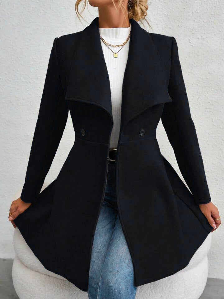 Emma | Women’s long slim-fit coat with notch lapel and button closure