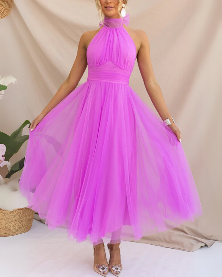 Vina | Women’s tulle midi dress with fitted bodice