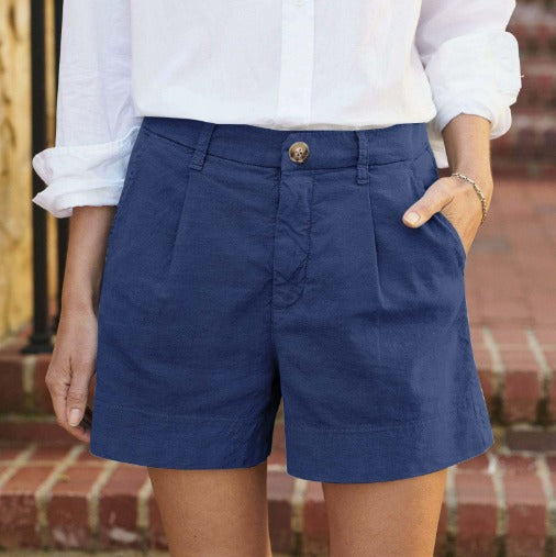 Steffie | Women’s high-waisted shorts with pleated front