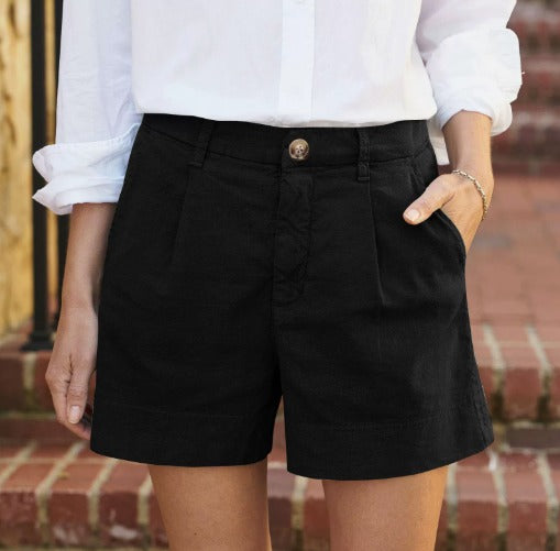 Steffie | Women’s high-waisted shorts with pleated front