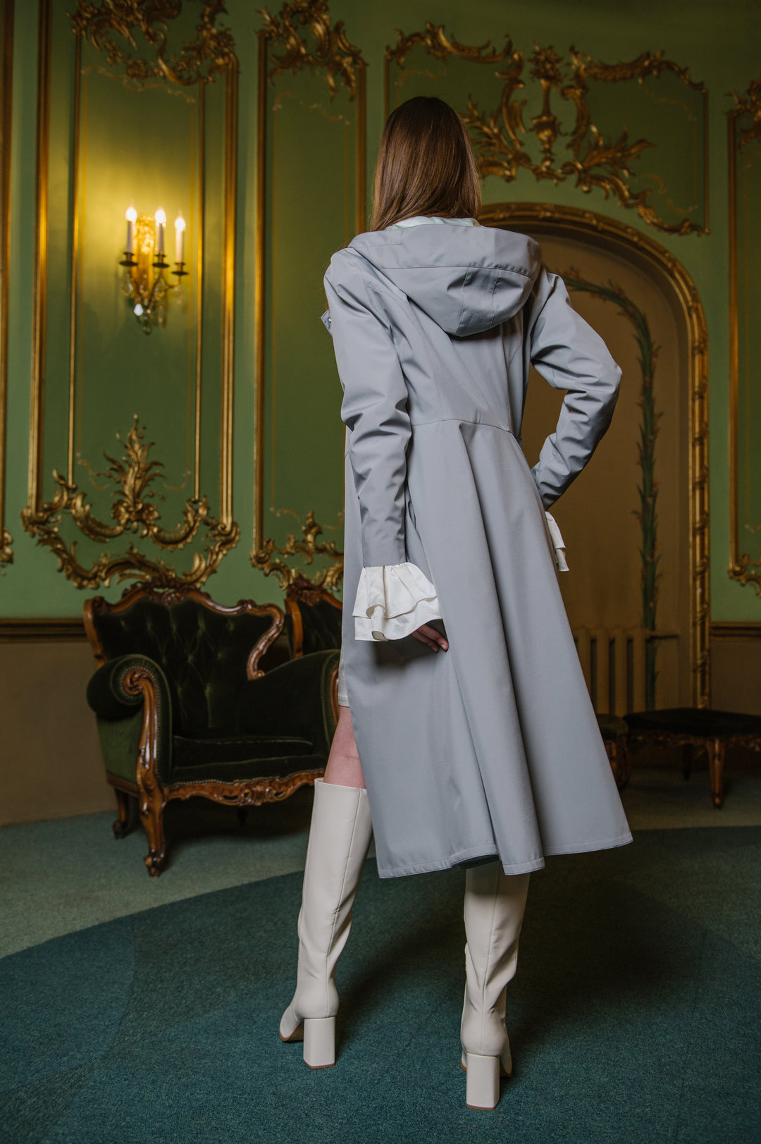 Azari | Women’s double-breasted trench coat with satin lining and adjustable hood