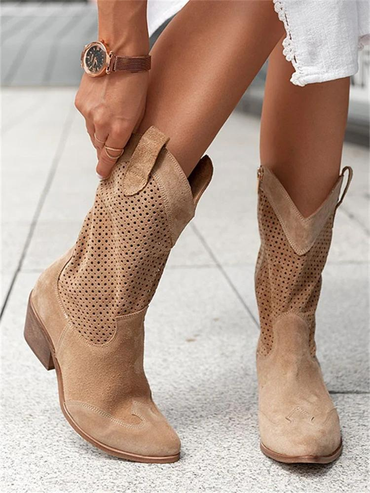 Adalyn | Perforated ankle cowboy boots