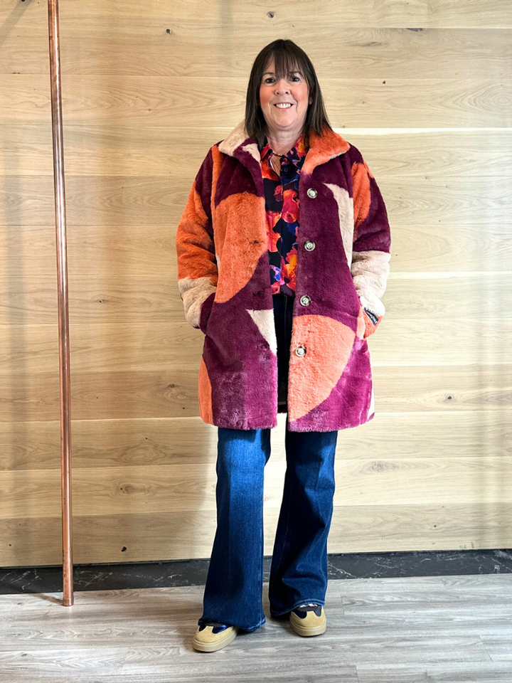 Emelia | Women’s faux fur color block coat
