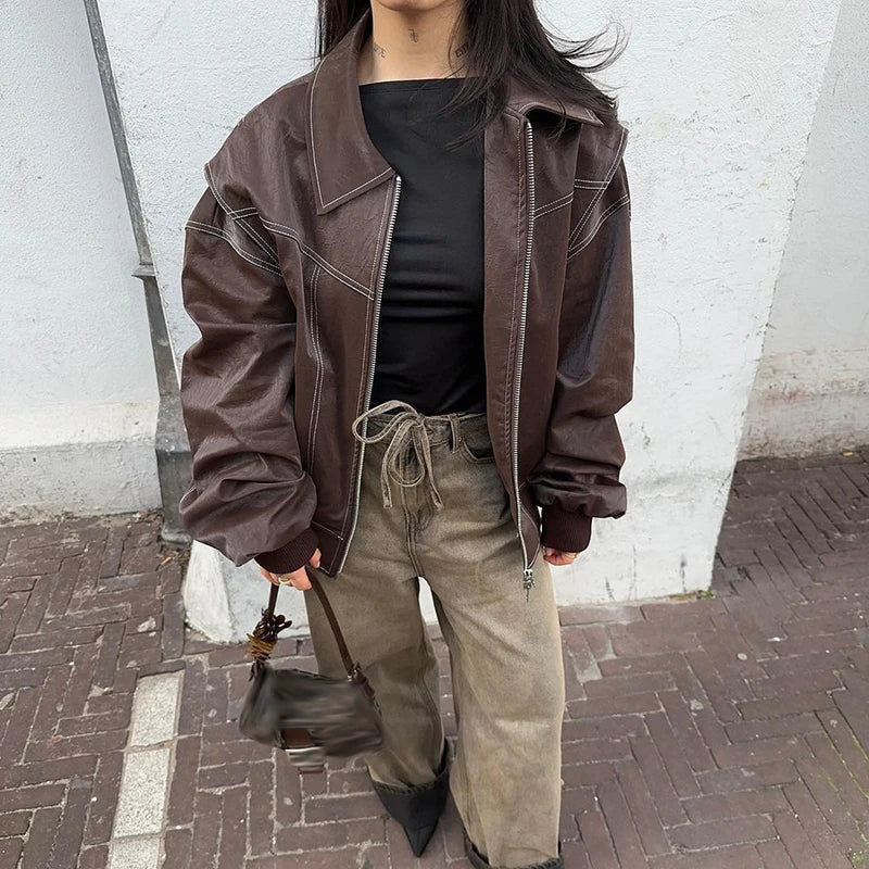 Reina | Women’s oversized jacket with contrast stitching and statement design