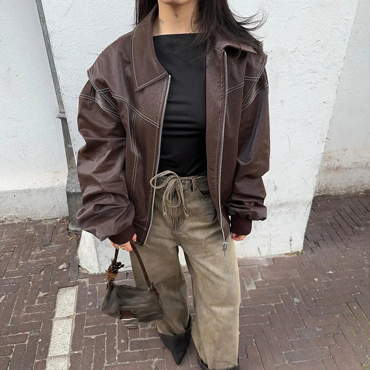 Reina | Women’s oversized jacket with contrast stitching and statement design
