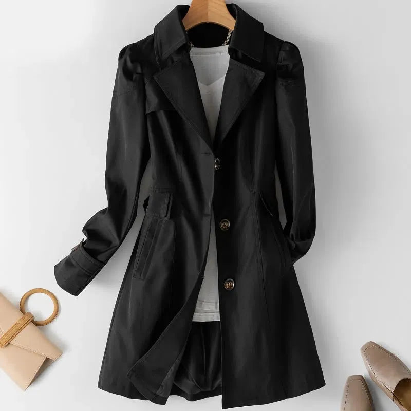 Goldie | Women’s mid-length trench coat with classic tailored cut