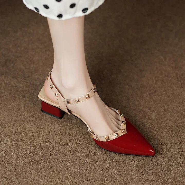 Missy | Women’s studded straps sandals with mid-height heel