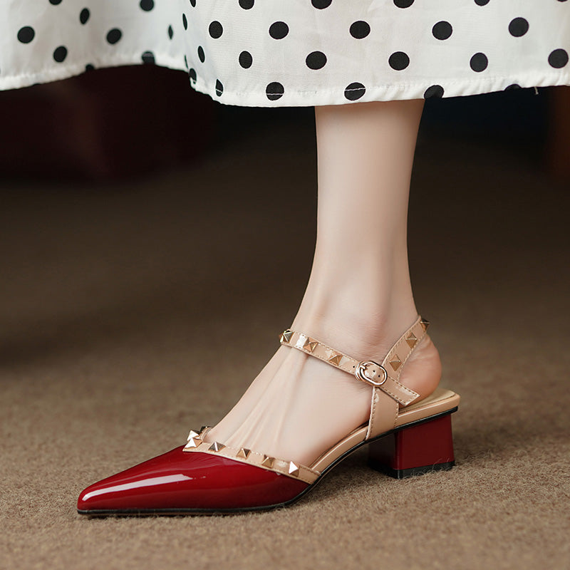 Missy | Women’s studded straps sandals with mid-height heel