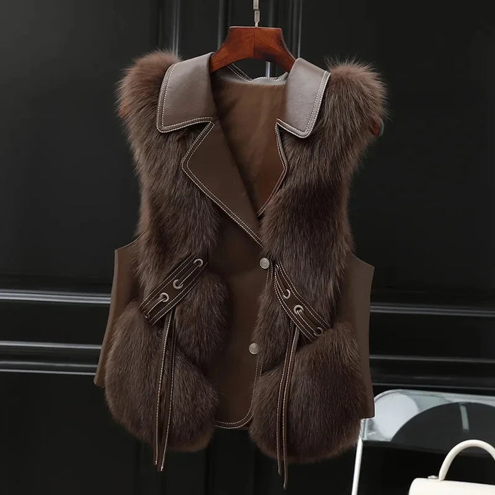 Klara | Women’s faux fur vest with lapel collar