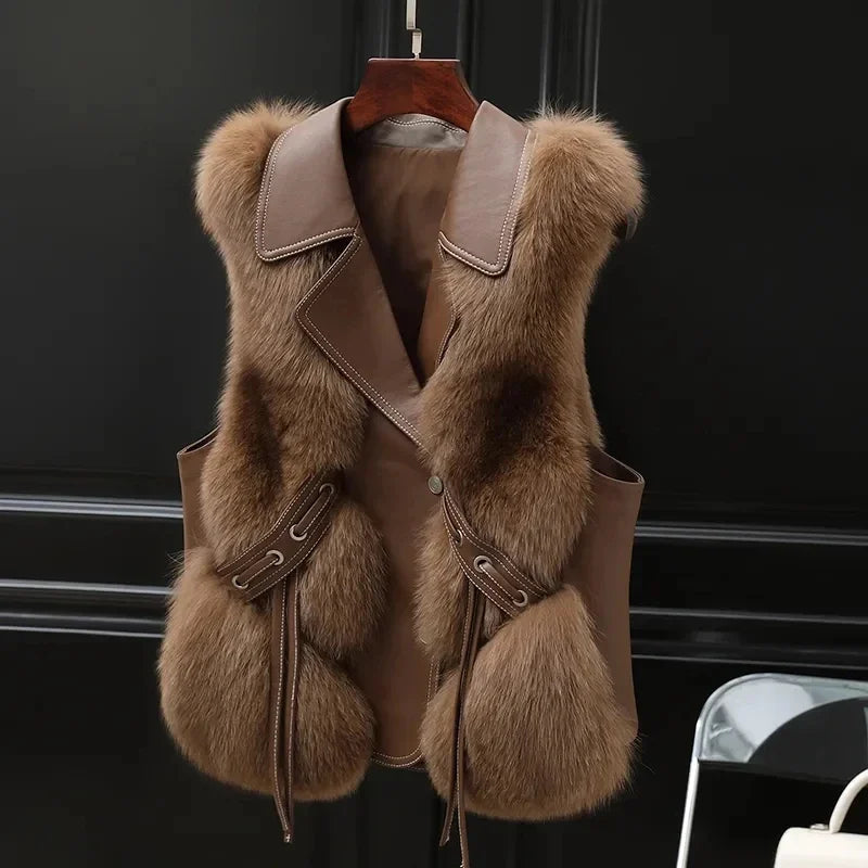 Klara | Women’s faux fur vest with lapel collar