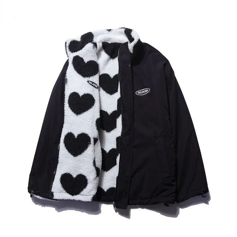 Katya | Women’s reversible heart fleece jacket