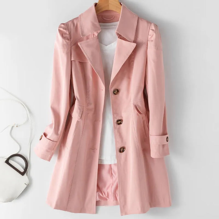 Goldie | Women’s mid-length trench coat with classic tailored cut