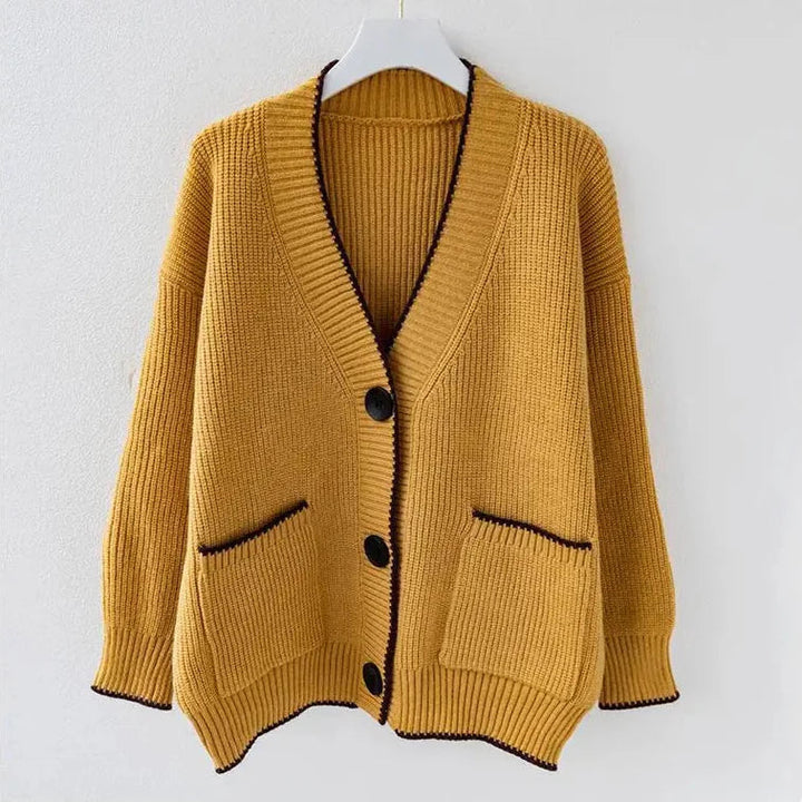 Anita | Women’s oversized knit cardigan with contrasting trim