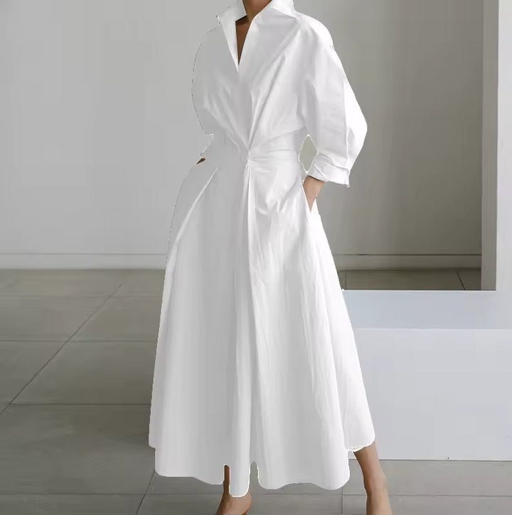 Estelle | Collared shirt dress with cinched waist