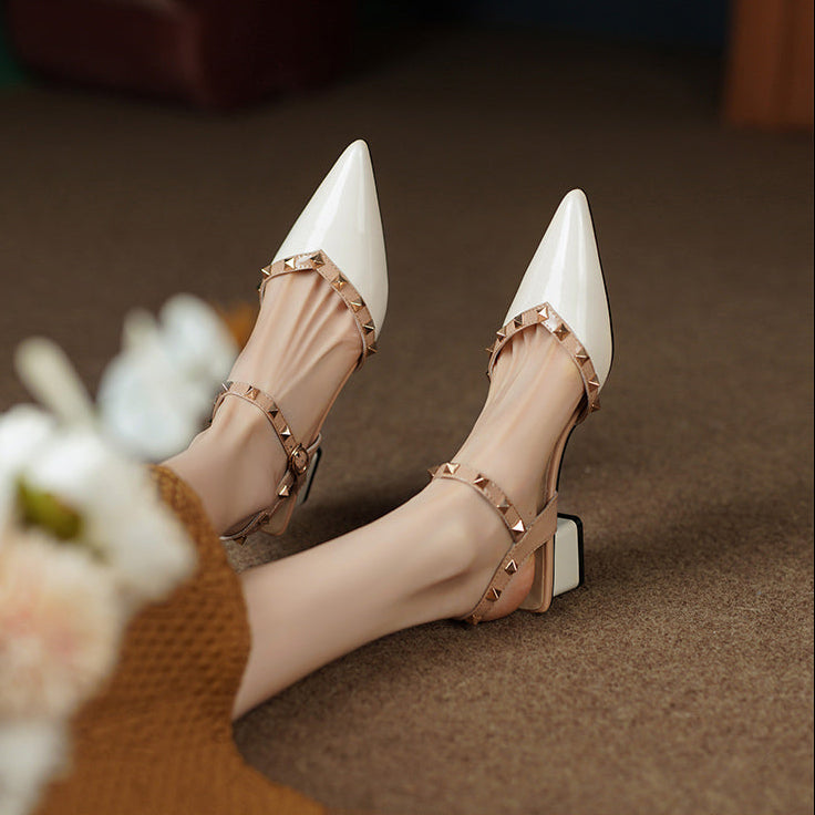 Missy | Women’s studded straps sandals with mid-height heel