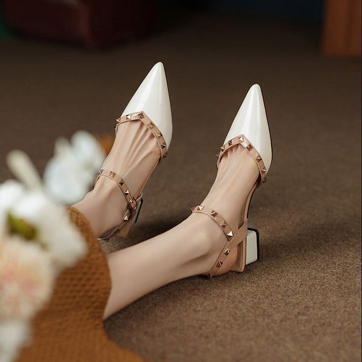Missy | Women’s studded straps sandals with mid-height heel