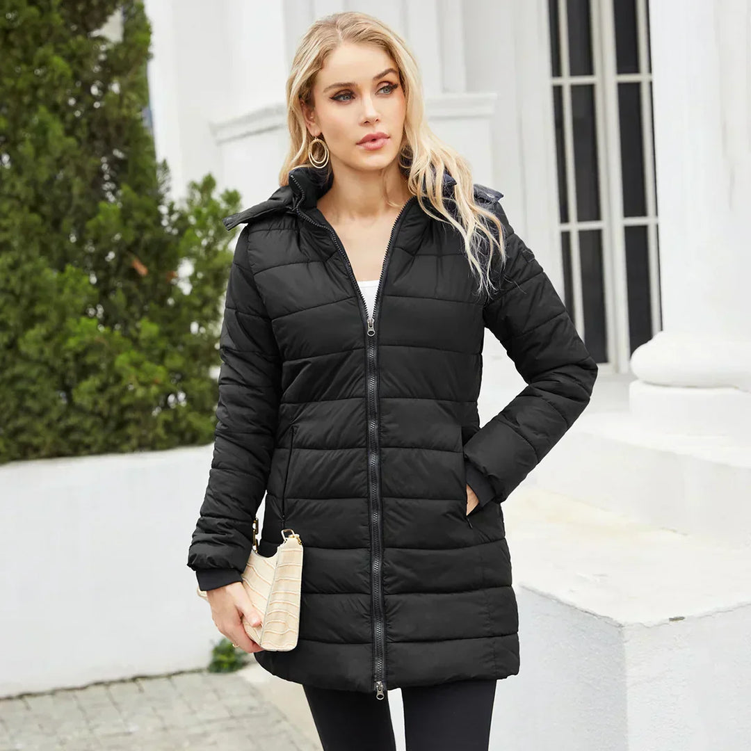 Analeia | Women’s long puffer coat with detachable hood
