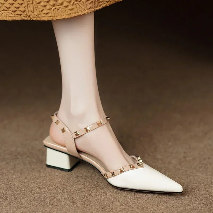 Missy | Women’s studded straps sandals with mid-height heel