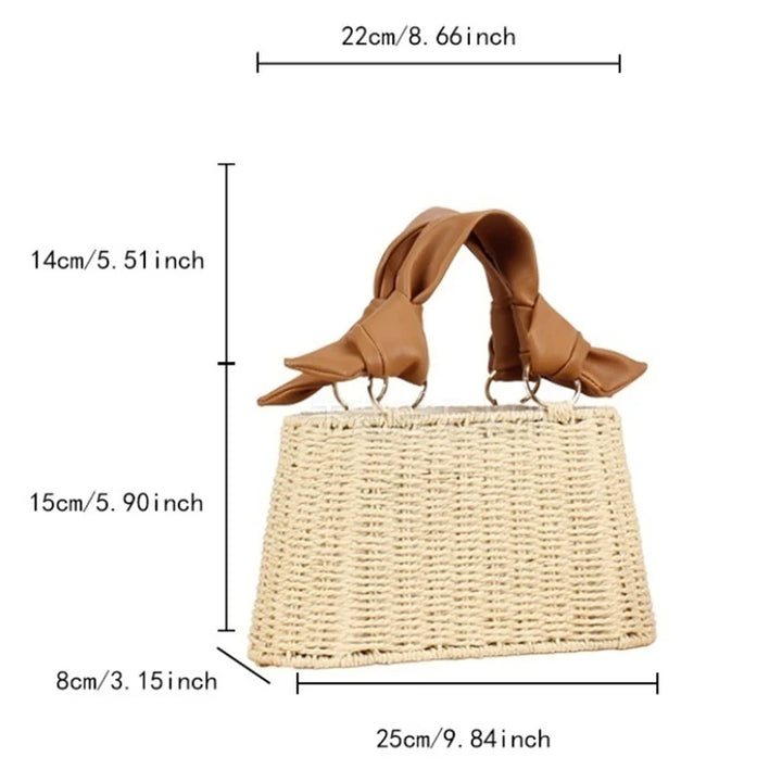 Morgan | Women’s straw handbag with drawstring interior and knotted handle