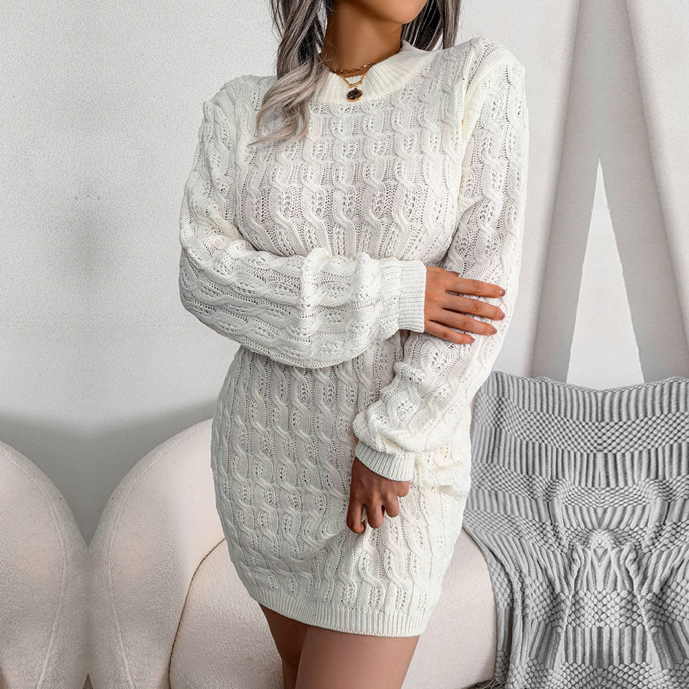 Sarah | Women’s slim cable knit mini sweater dress