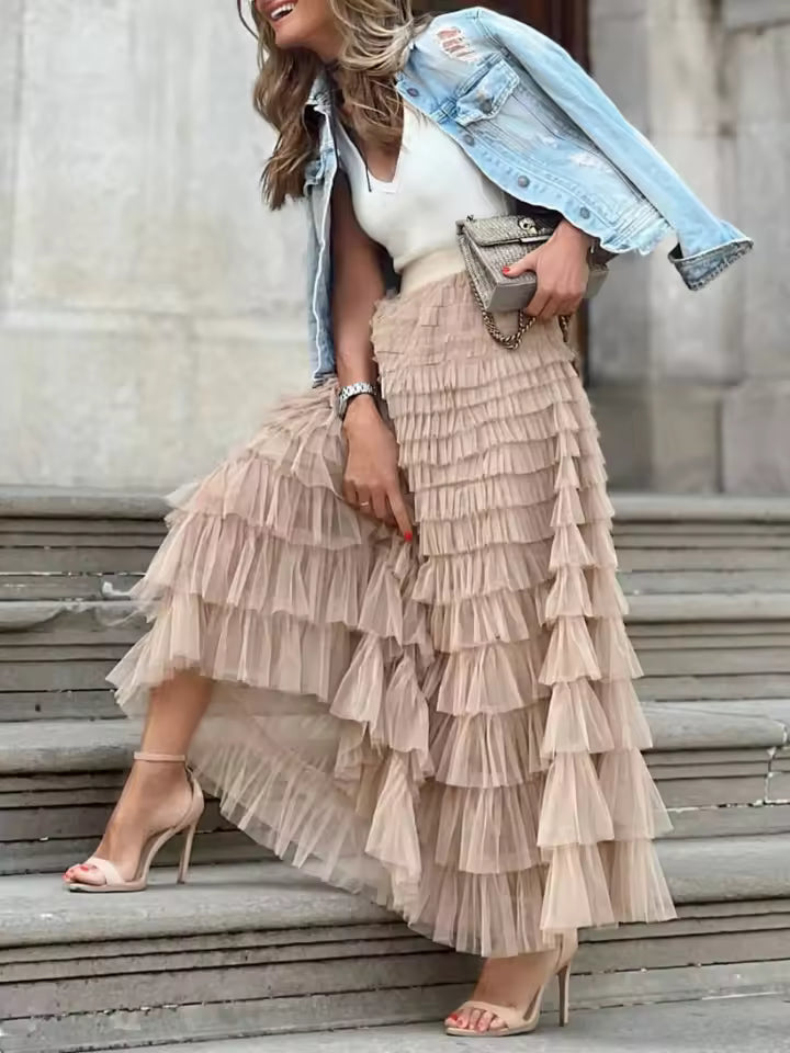 Ariya | Women’s ruffle maxi skirt with flowing silhouette