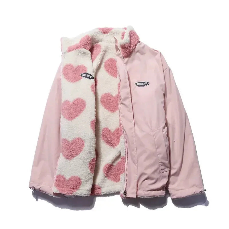 Katya | Women’s reversible heart fleece jacket