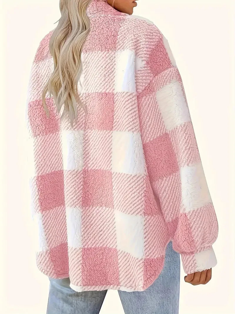 Erin | Women’s plaid fleece jacket with chest pocket