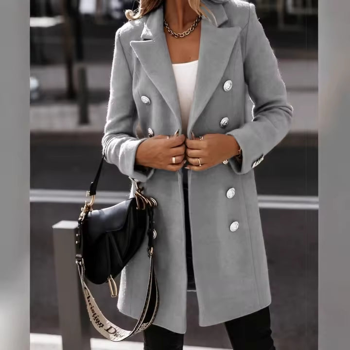 Stacey | Women’s double-breasted woolen winter long sleeve overcoat